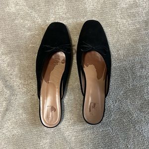 Flattered malva black suede ballet mules